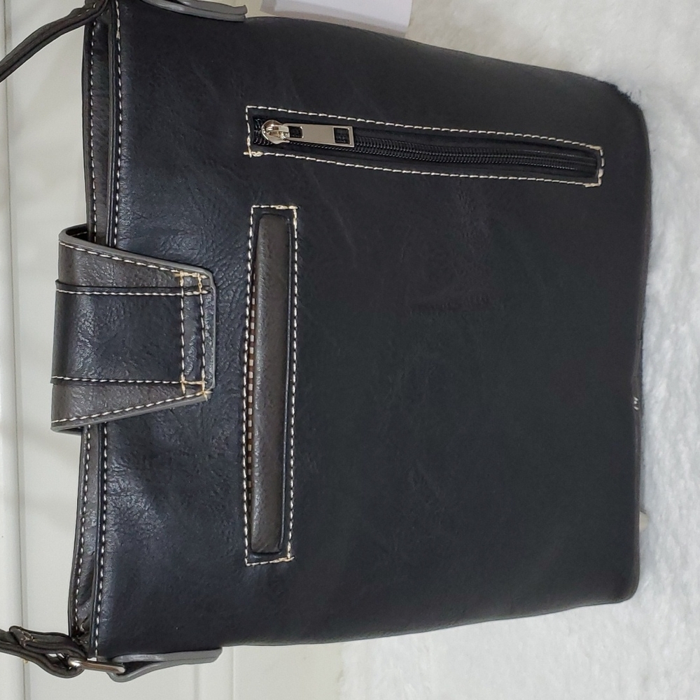 LAST 1 Gray Western Buckle  Crossbody with Embroidery - Picture 5 of 7